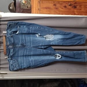 Torrid Premium Womens Jeans Buttons/Zip Distressed Stretch Size 30S(Short) GUC